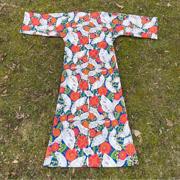 RARE Vintage Handmade maximalist groovy butterfly kaftan maxi dress - Picture 9 of 11